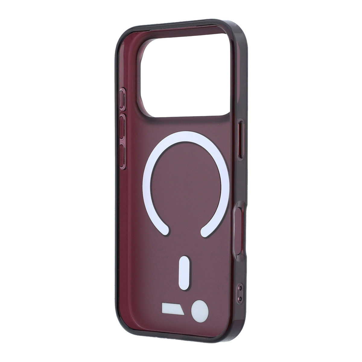 BMW iPhone 18 Pro / iPhone 17 Pro hoesje MagSafe - IML - frosted finish - hard shell - metal logos Bordeauxrood - detail 7