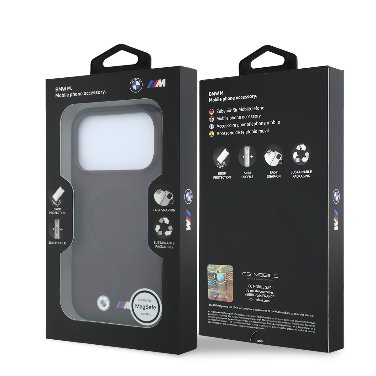 BMW iPhone 18 Pro / iPhone 17 Pro hoesje MagSafe - IML - frosted finish - hard shell - metal logos Bordeauxrood - detail 5