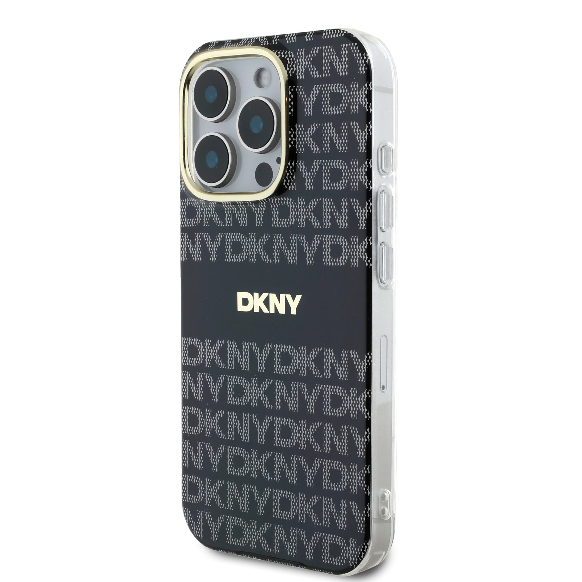 DKNY iPhone 16 Pro hoesje PC/TPU Repeat Pattern Tonal Stripe Magsafe - Zwart - detail 1