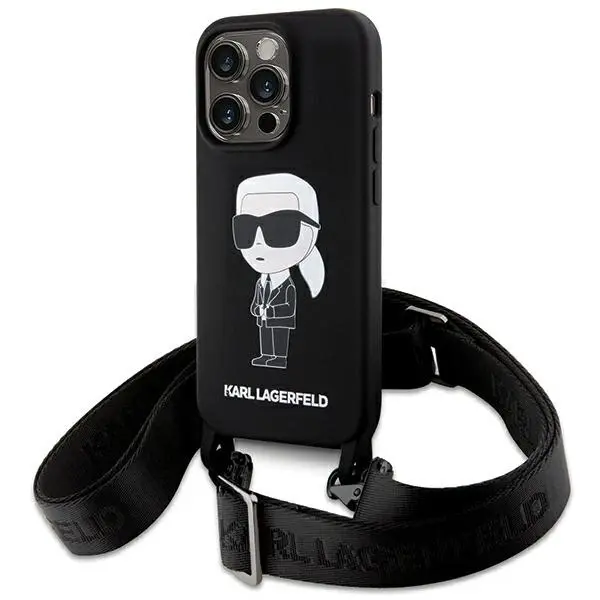 Karl Lagerfeld iPhone 15 Plus & 14 Plus hoesje IKONIK CROSSBODY - Zwart - productfoto