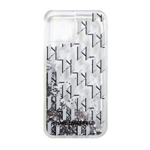 Karl Lagerfeld iPhone 15 Pro hoesje Liquid glitter - monogram gradient - Wit - productfoto