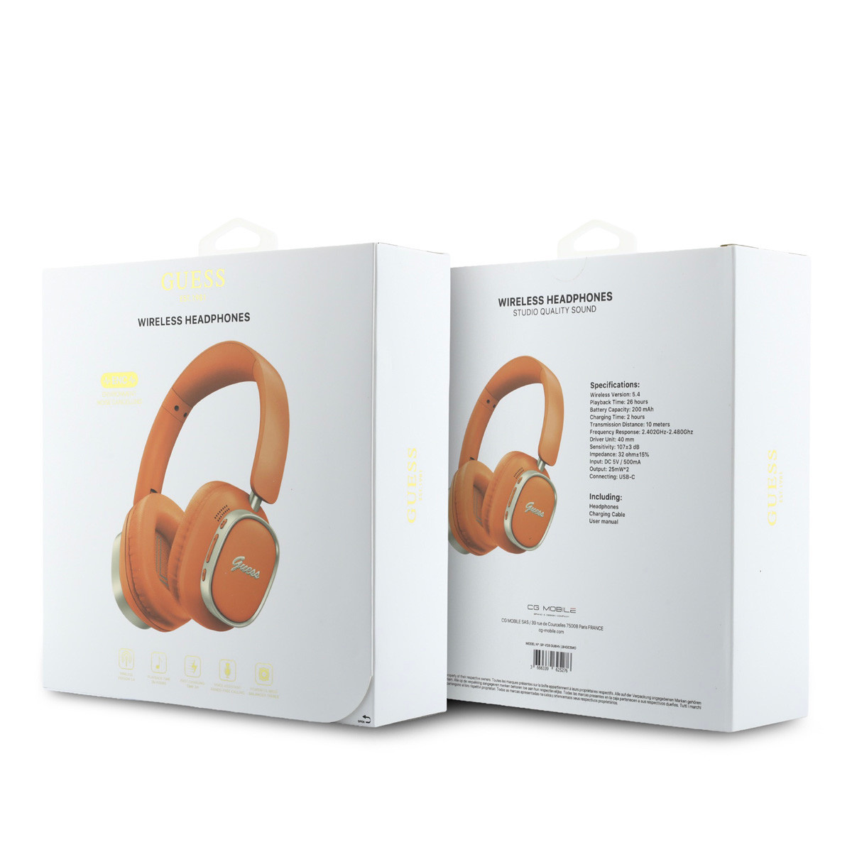 GUESS Headphones - BT Headphones Enc Rectangle Metal Script - Oranje - detail 5