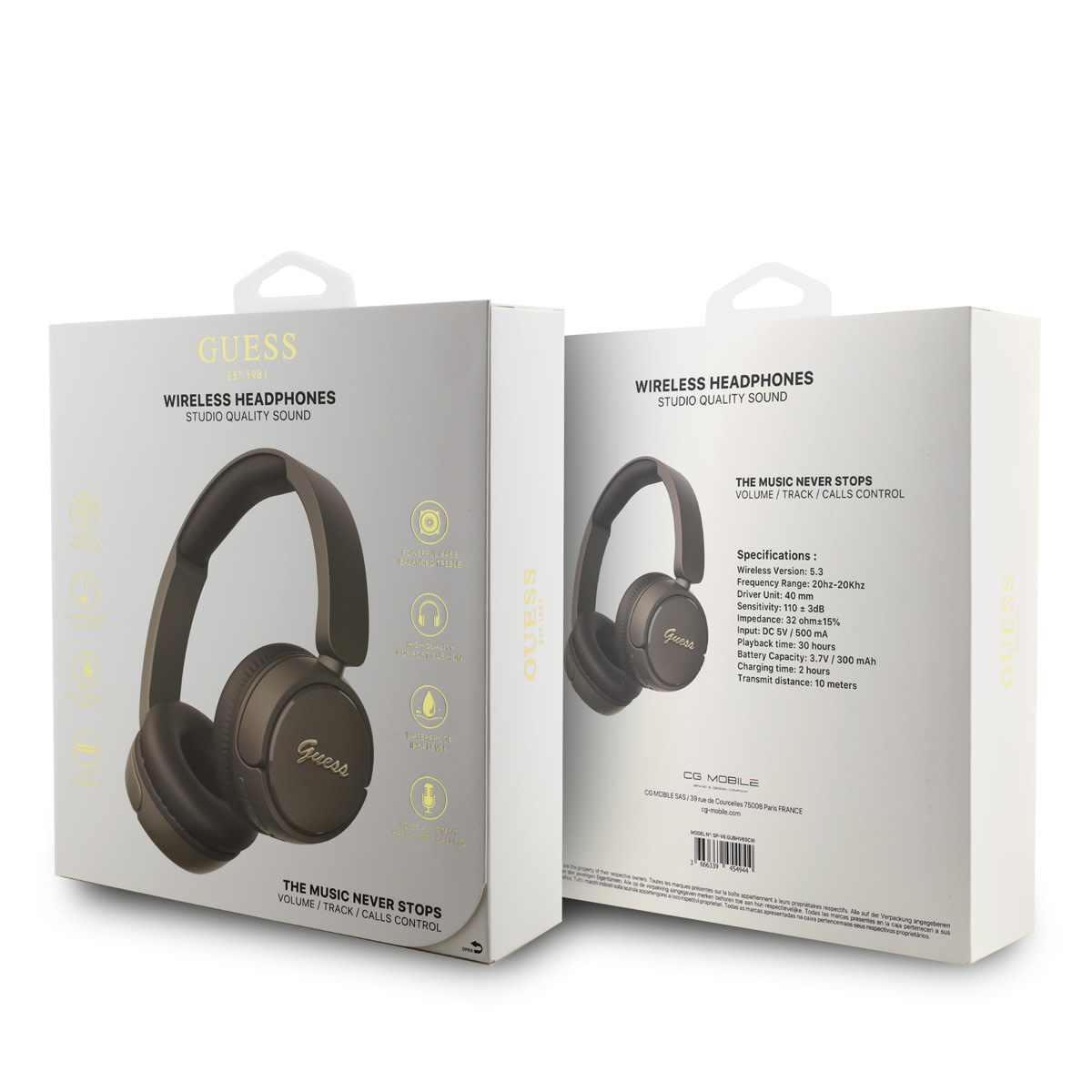 GUESS Bluetooth-koptelefoon - Metal Logo Script - Bruin - detail 3