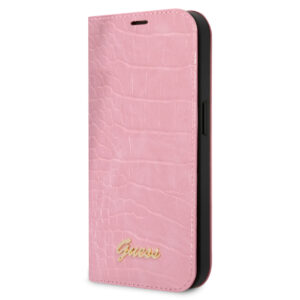 GUESS iPhone 14 Pro Book Case hoesje - Croco - 3 pasjes - Roze - productfoto
