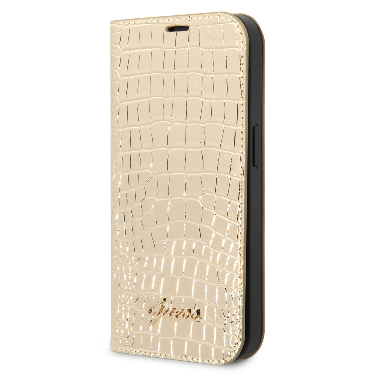 GUESS iPhone 14 Plus Book Case hoesje - Croco - 3 pasjes - Goud - productfoto