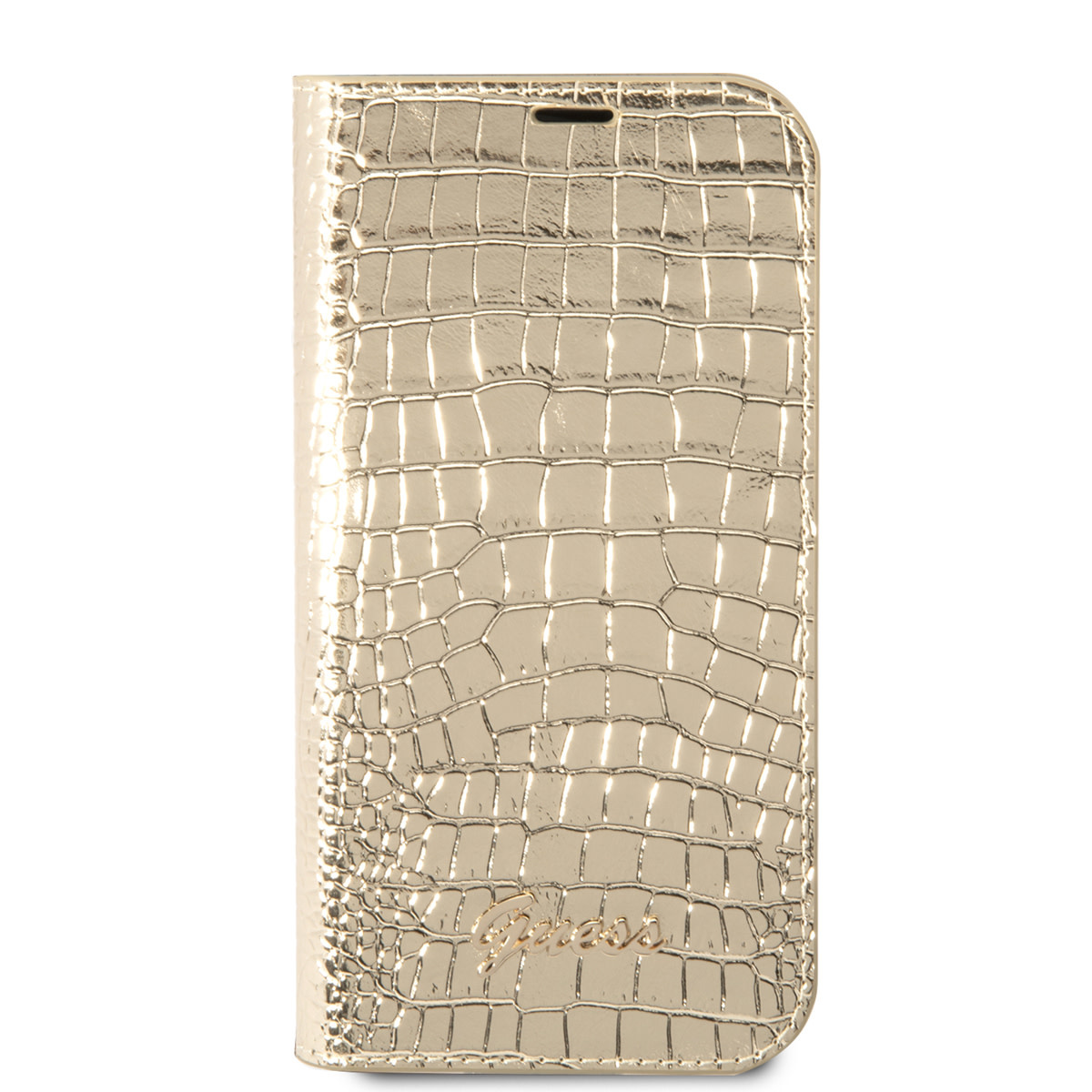 GUESS iPhone 14 Plus Book Case hoesje - Croco - 3 pasjes - Goud - detail 2