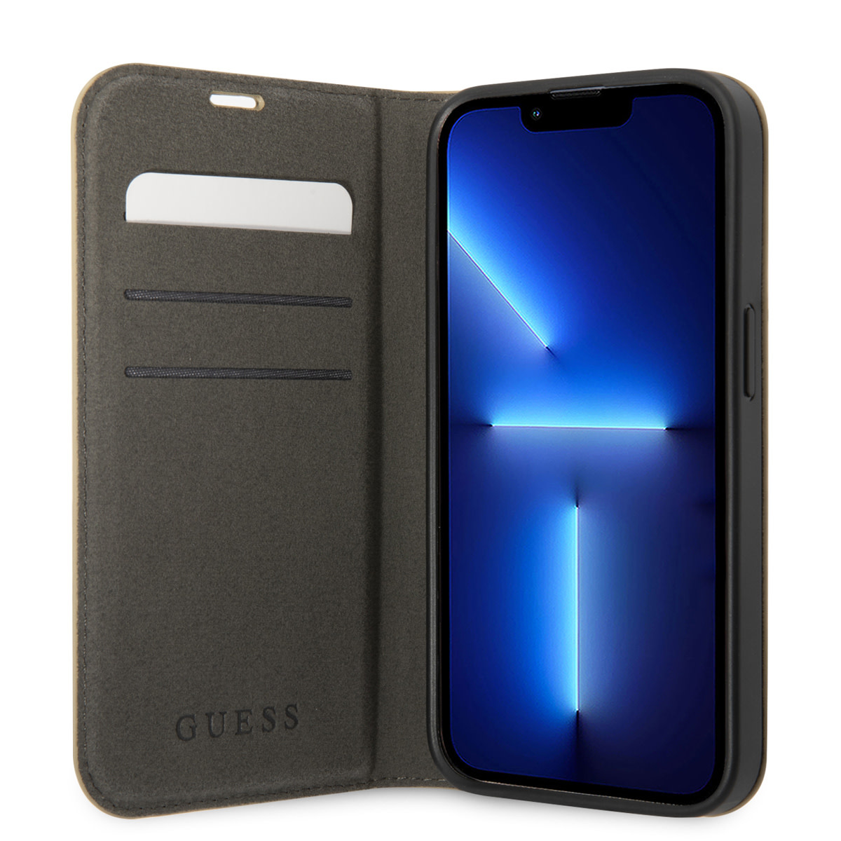GUESS iPhone 14 Plus Book Case hoesje - Croco - 3 pasjes - Goud - detail 3