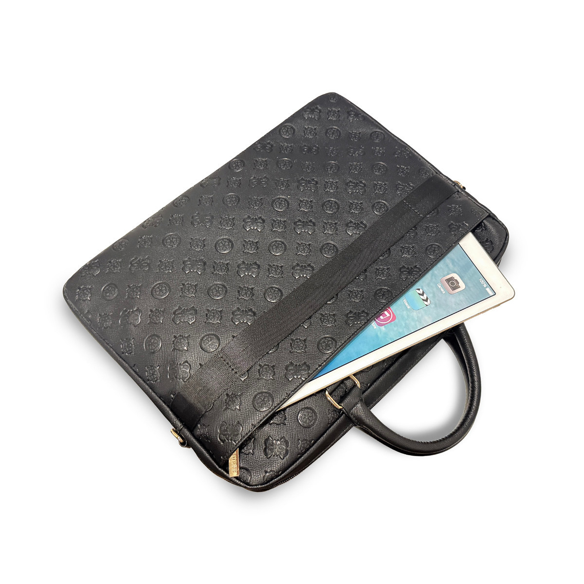 GUESS laptoptas - Computer Bag Peony PU 4G & Classic Logos Stripe 16 inch - Zwart - detail 3