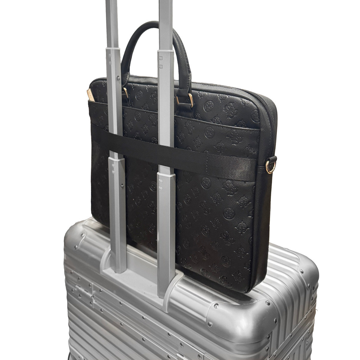 GUESS laptoptas - Computer Bag Peony PU 4G & Classic Logos Stripe 16 inch - Zwart - detail 5
