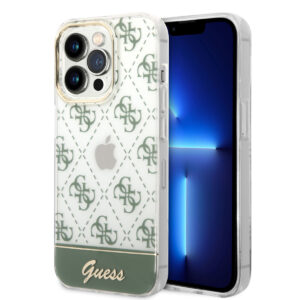 GUESS iPhone 14 Pro hoesje - 4G Pattern Script - Groen - productfoto