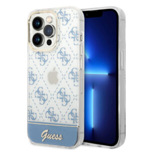 GUESS iPhone 14 Pro hoesje - 4G Pattern Script - Blauw - productfoto