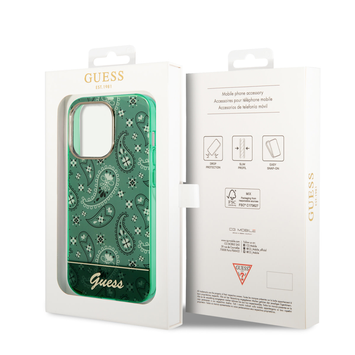 GUESS iPhone 14 Pro hoesje - Paisley Collectie - Groen - detail 6