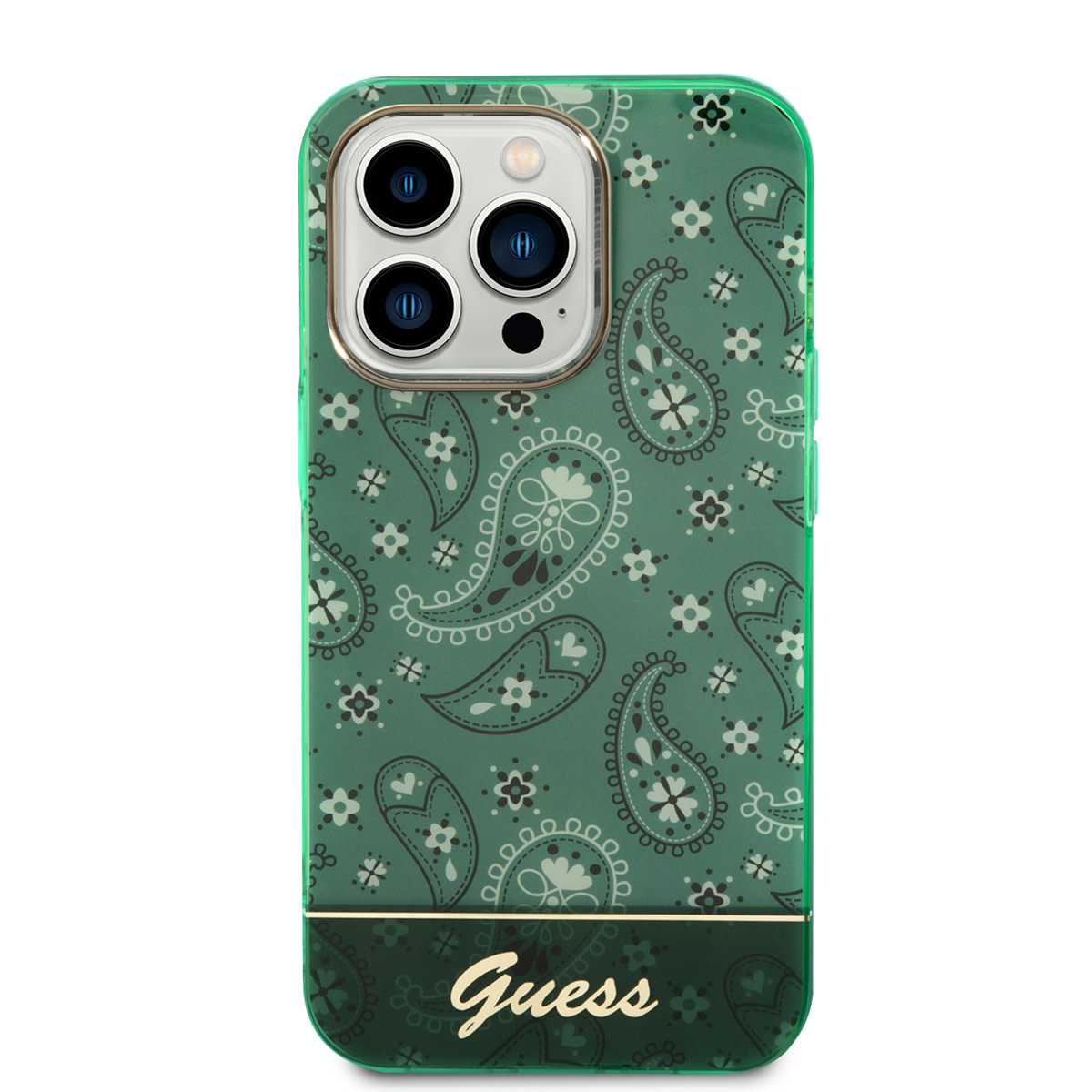 GUESS iPhone 14 Pro hoesje - Paisley Collectie - Groen - detail 2