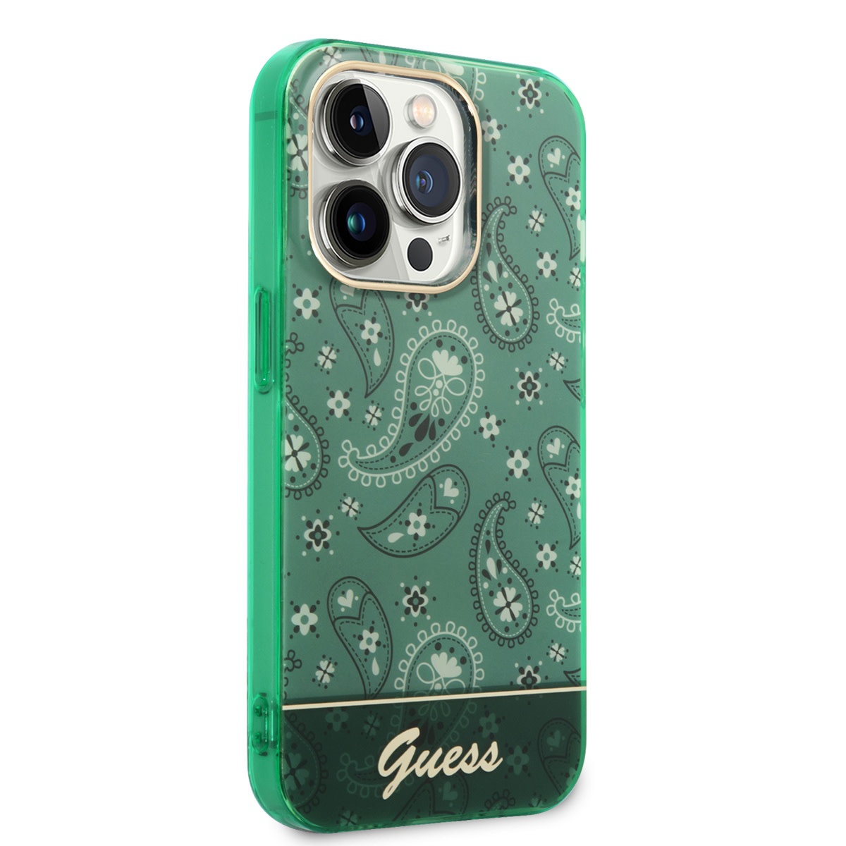 GUESS iPhone 14 Pro hoesje - Paisley Collectie - Groen - detail 3