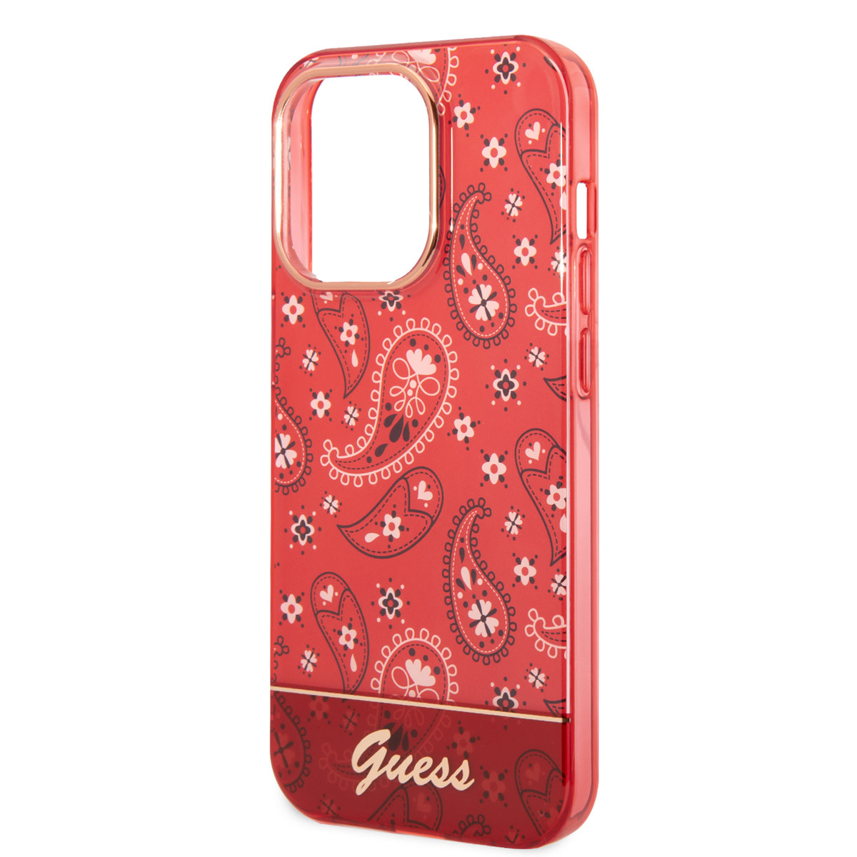 GUESS iPhone 14 Pro hoesje - Paisley Collectie - Rood - detail 4