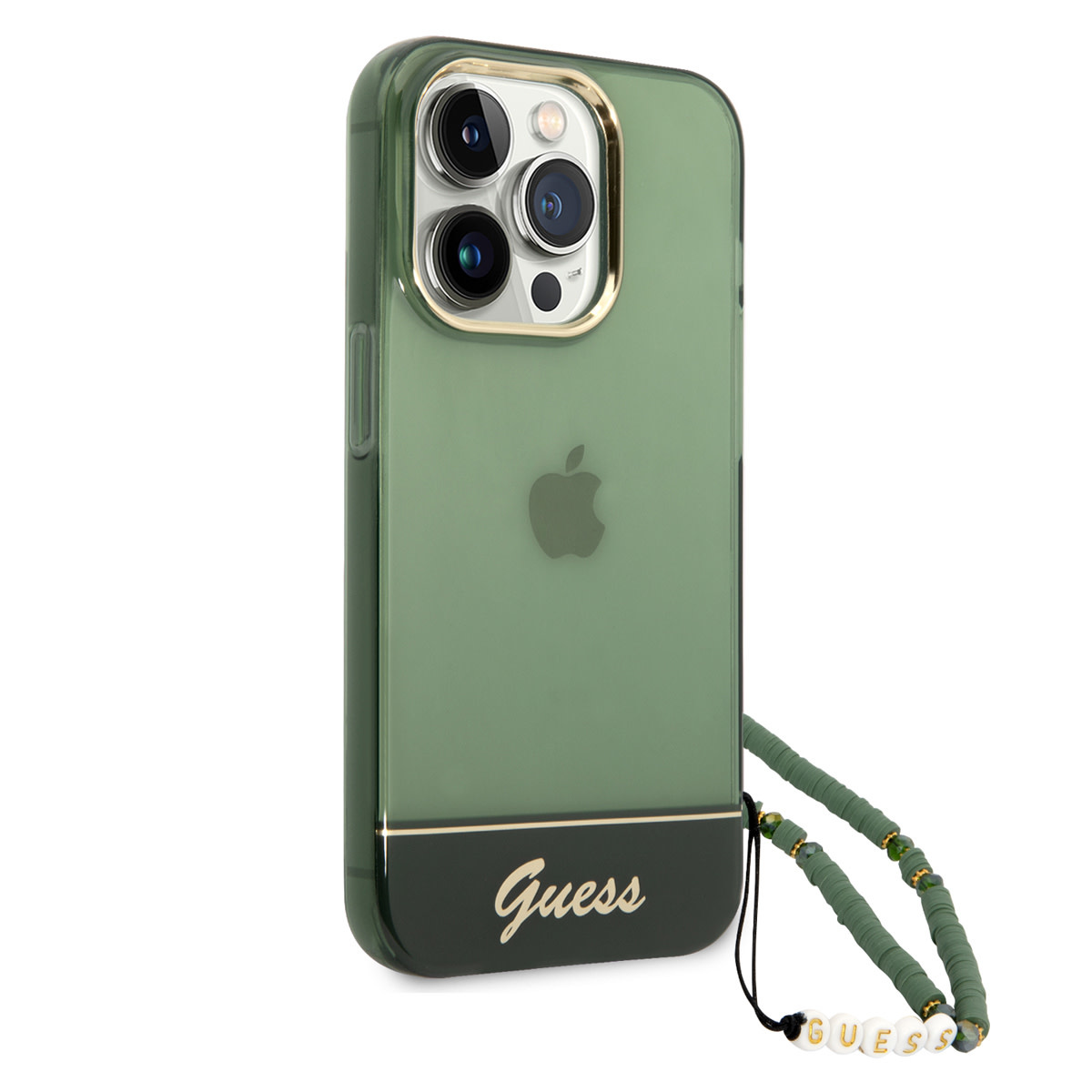 GUESS iPhone 14 Pro hoesje - Doorzichtig - met koord - Groen - detail 2