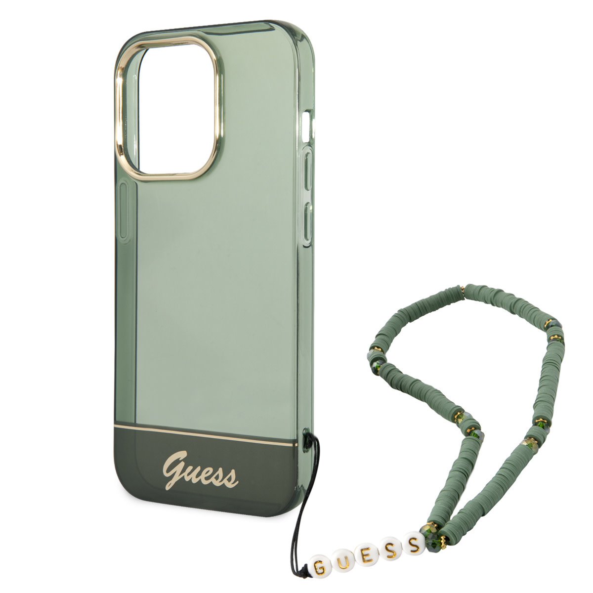 GUESS iPhone 14 Pro hoesje - Doorzichtig - met koord - Groen - detail 3