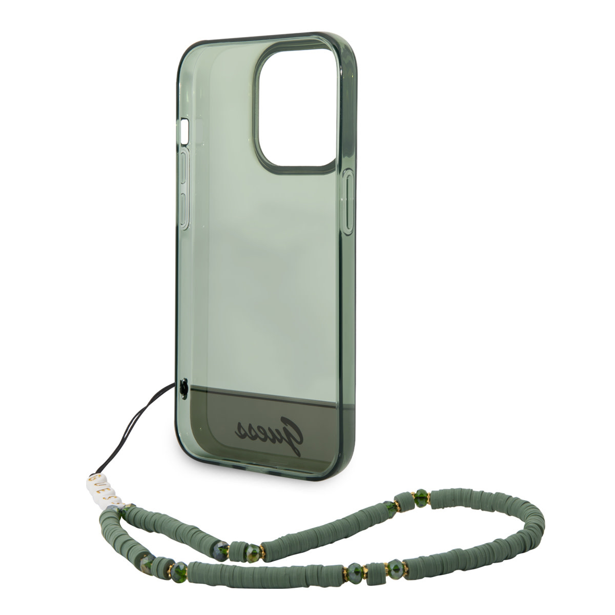 GUESS iPhone 14 Pro hoesje - Doorzichtig - met koord - Groen - detail 4