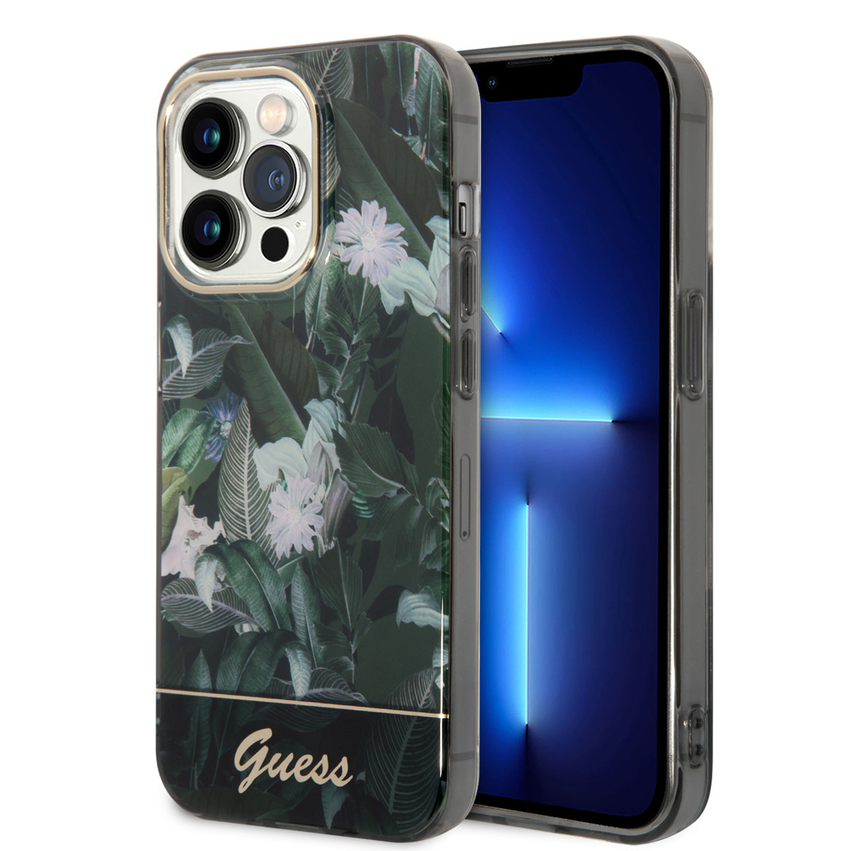 GUESS iPhone 14 Pro hoesje - Jungle Collectie - Groen - productfoto