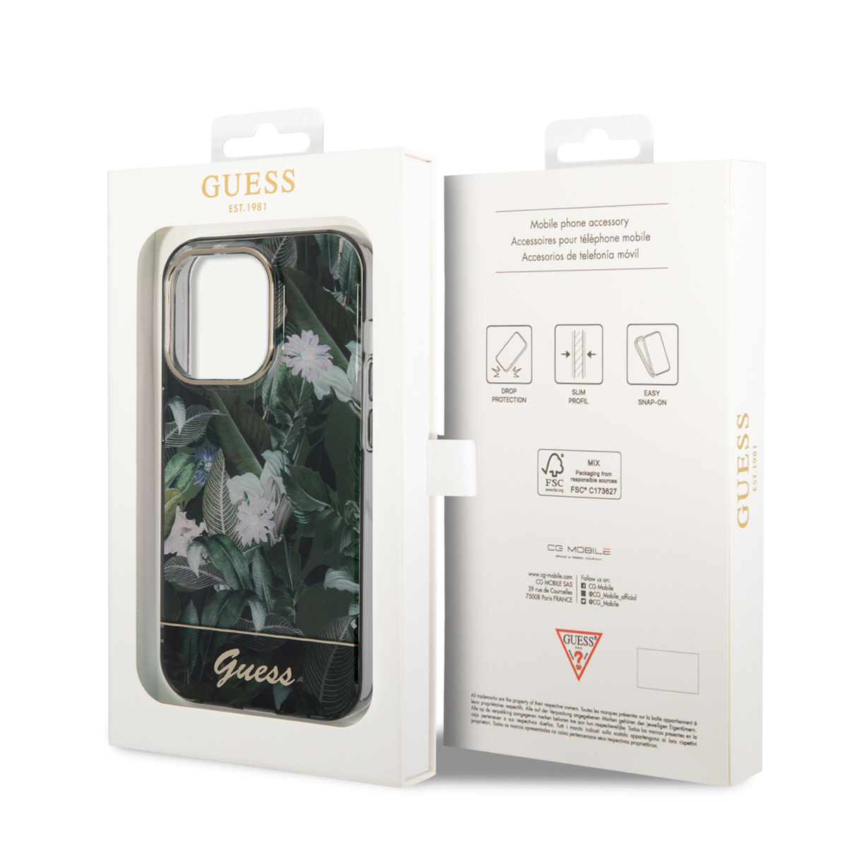 GUESS iPhone 14 Pro hoesje - Jungle Collectie - Groen - detail 6