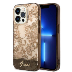 GUESS iPhone 14 Pro hoesje - Porselein Collectie - Bruin - productfoto
