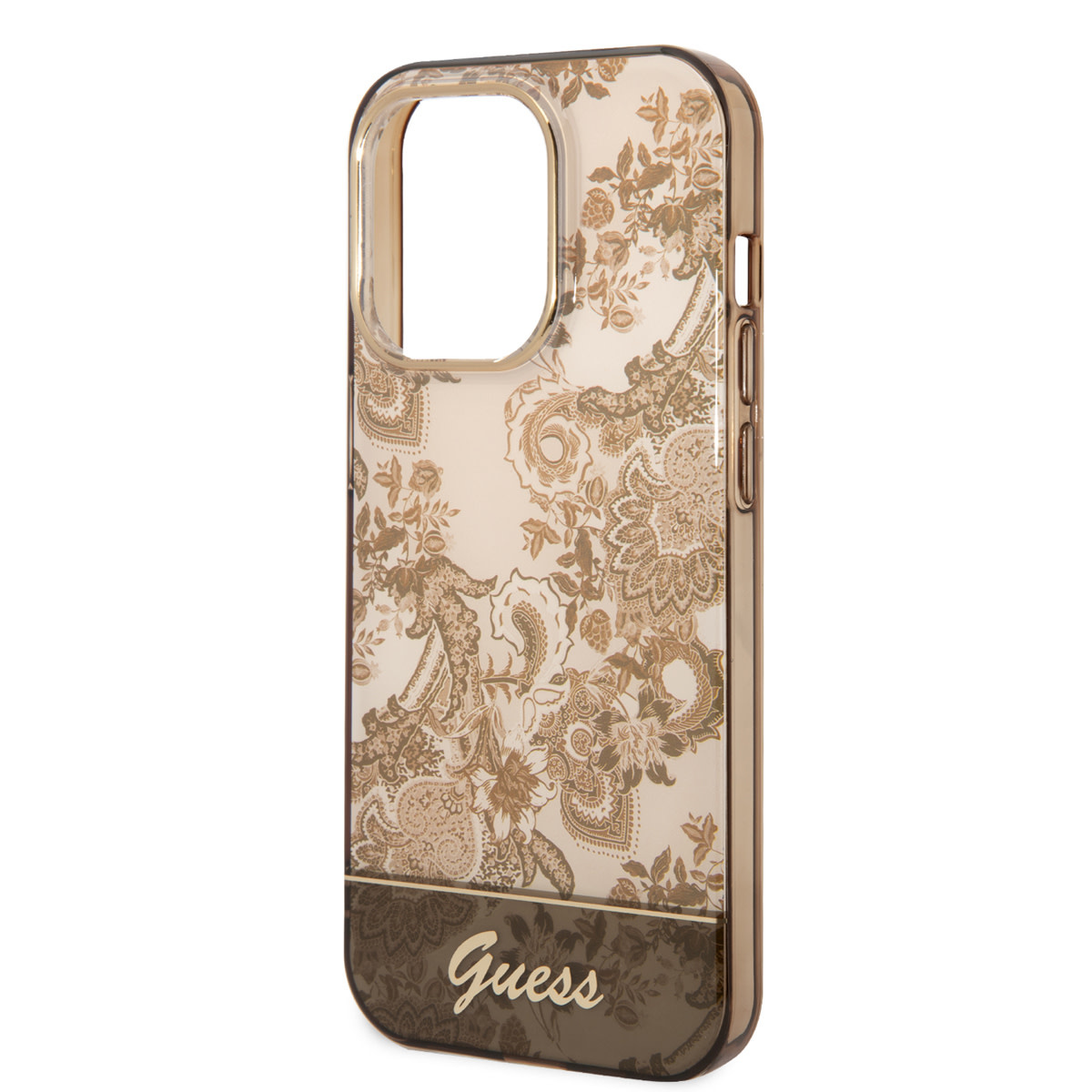 GUESS iPhone 14 Pro hoesje - Porselein Collectie - Bruin - detail 4