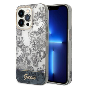 GUESS iPhone 14 Pro hoesje - Porselein Collectie - Grijs - productfoto
