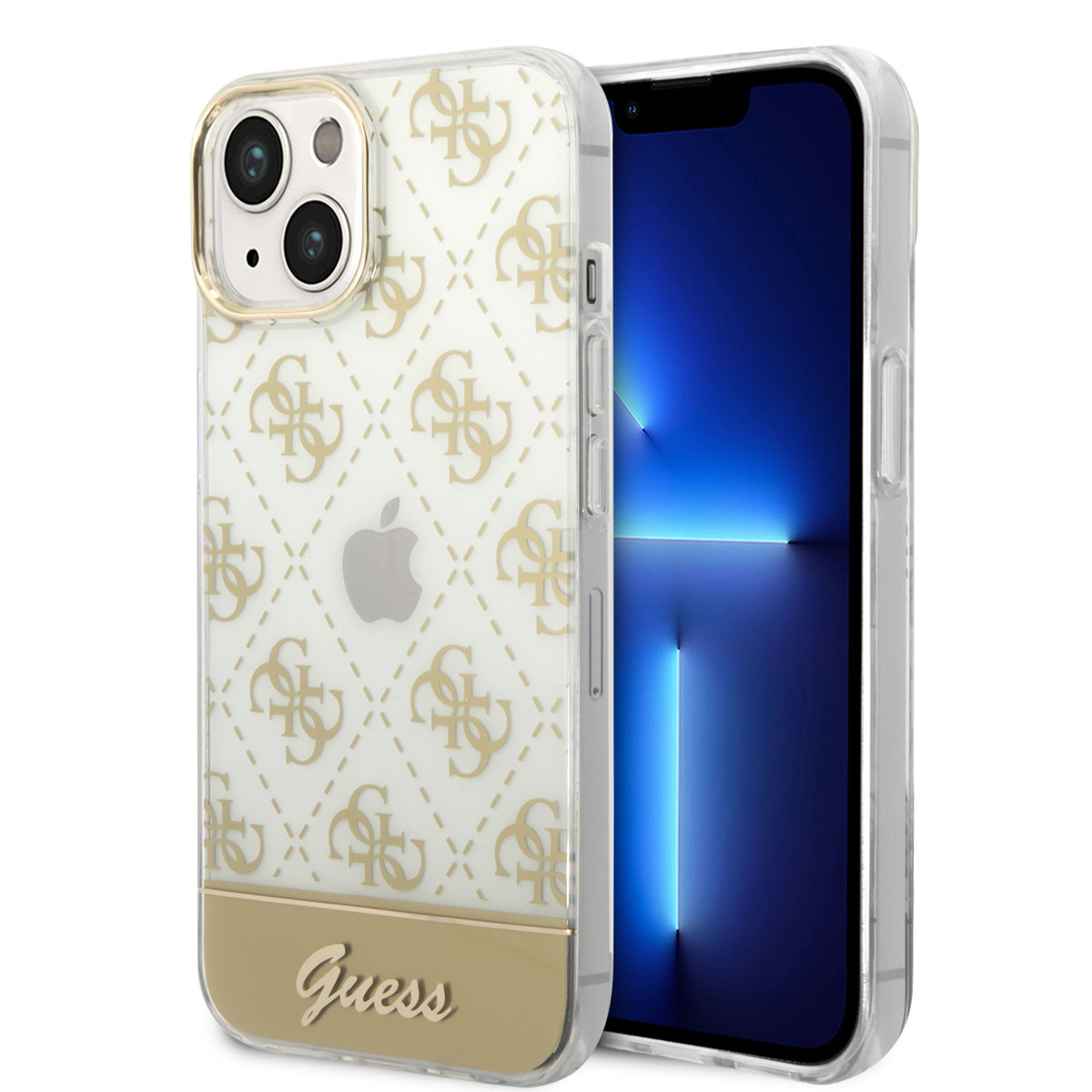 GUESS iPhone 14 Plus hoesje - 4G Pattern Script - Goud - productfoto