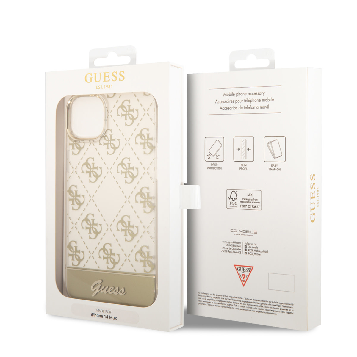 GUESS iPhone 14 Plus hoesje - 4G Pattern Script - Goud - detail 6