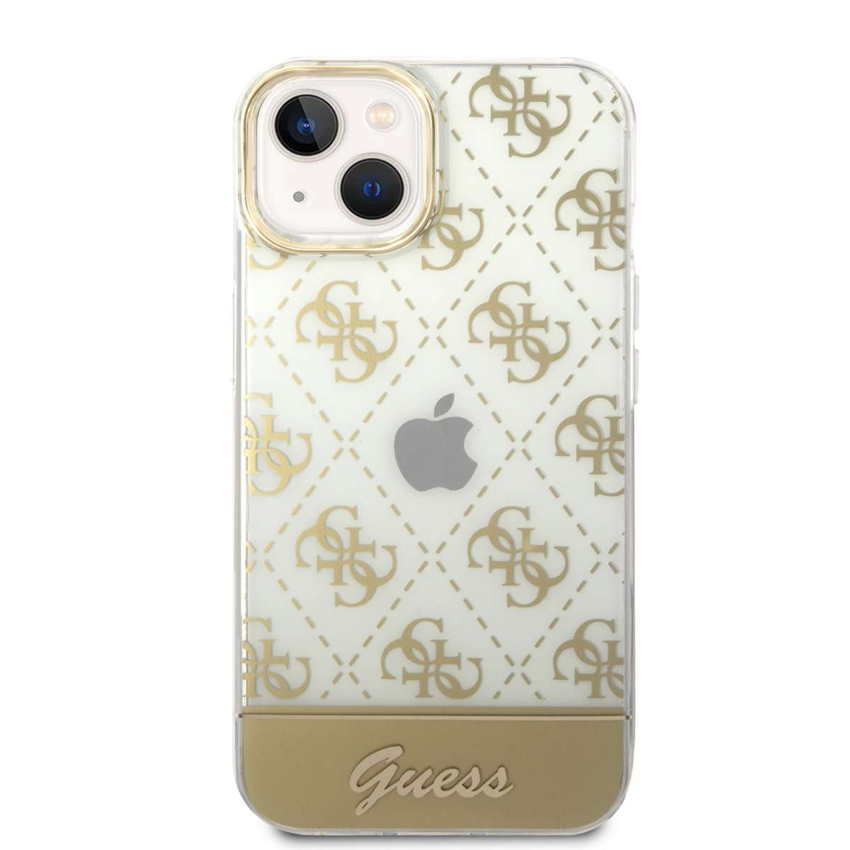 GUESS iPhone 14 Plus hoesje - 4G Pattern Script - Goud - detail 2