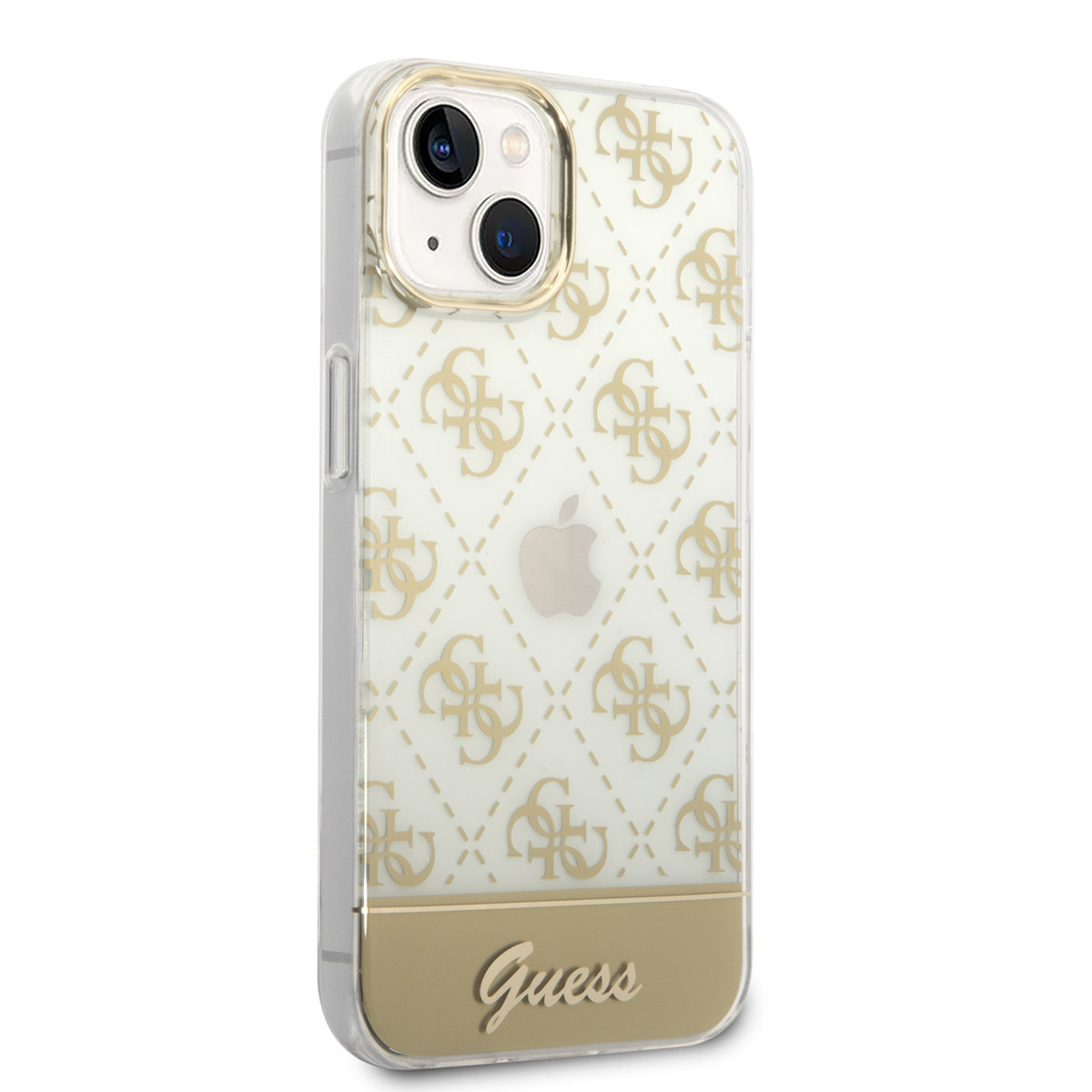 GUESS iPhone 14 Plus hoesje - 4G Pattern Script - Goud - detail 3