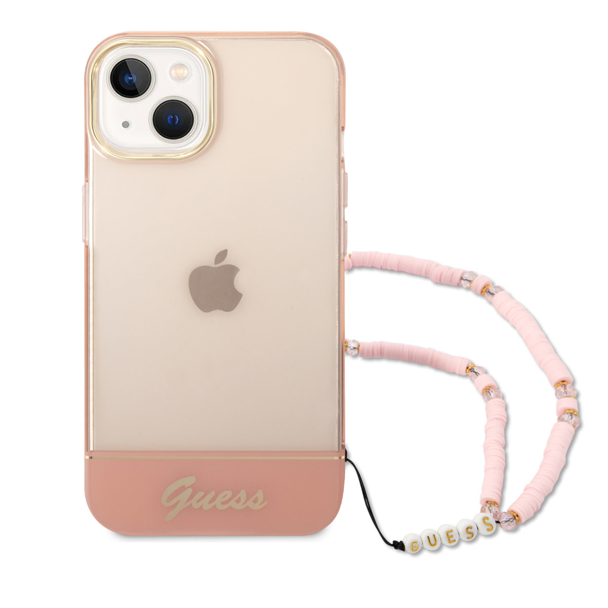GUESS iPhone 14 Plus hoesje - Doorzichtig - met koord - Roze - detail 1