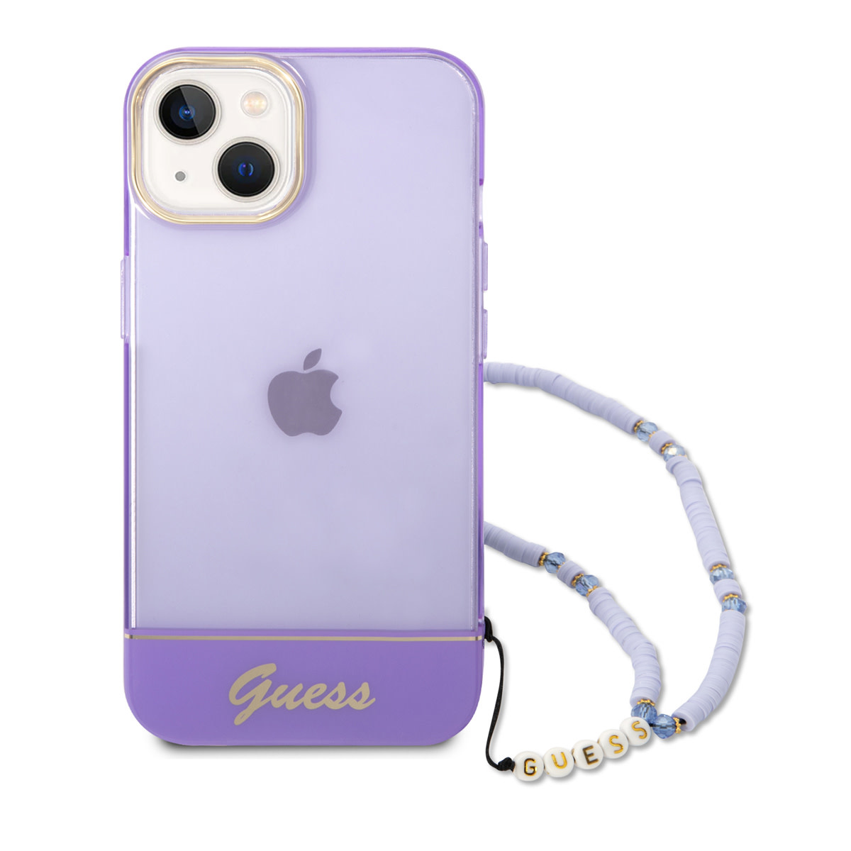 GUESS iPhone 14 Plus hoesje - Doorzichtig - met koord - Paars - detail 1