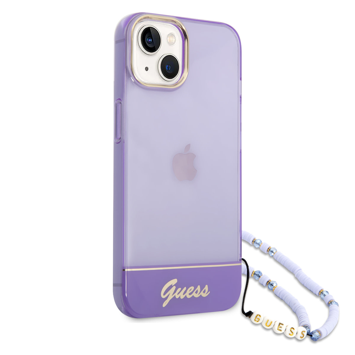 GUESS iPhone 14 Plus hoesje - Doorzichtig - met koord - Paars - detail 2