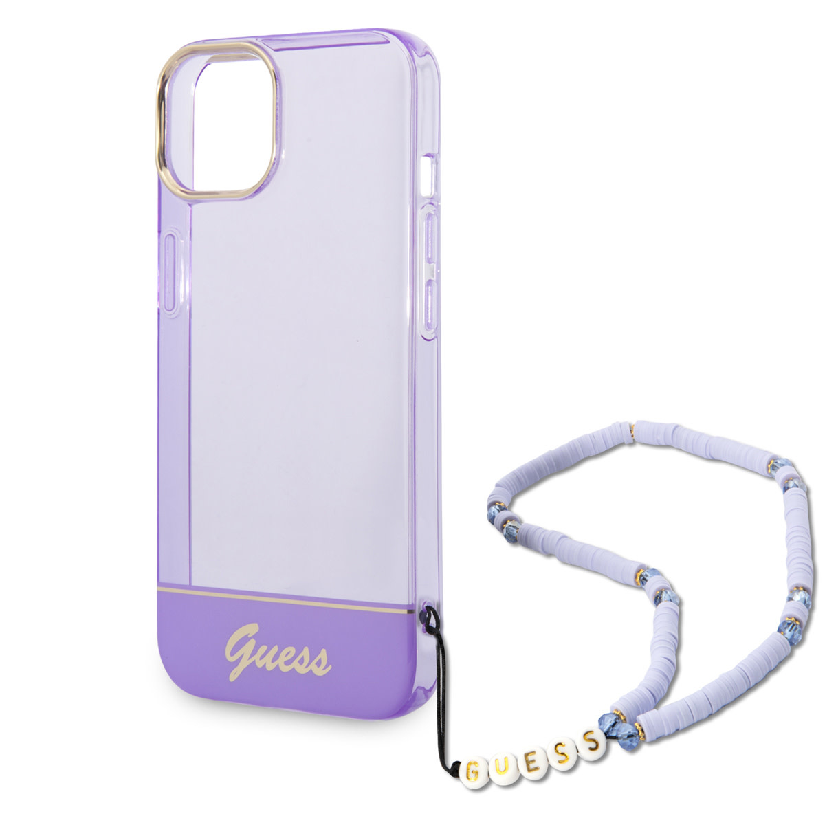 GUESS iPhone 14 Plus hoesje - Doorzichtig - met koord - Paars - detail 3