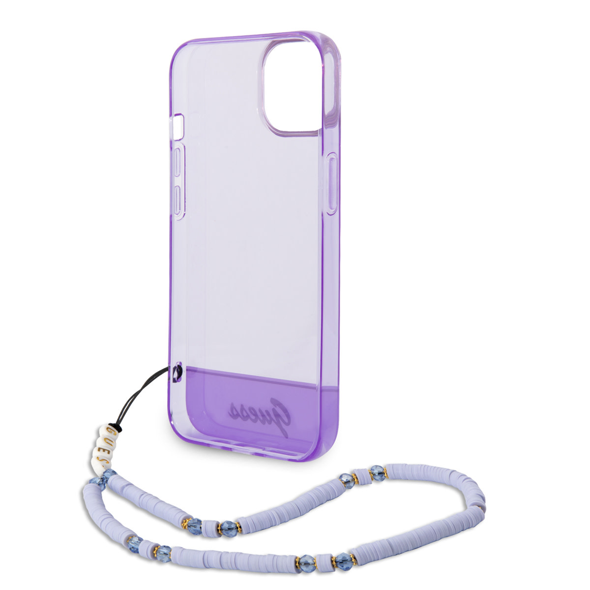 GUESS iPhone 14 Plus hoesje - Doorzichtig - met koord - Paars - detail 4
