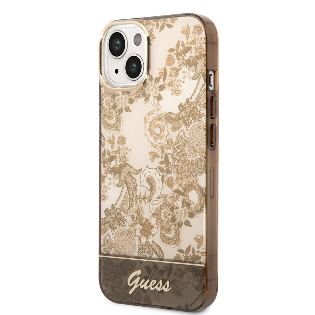 GUESS iPhone 14 Plus hoesje - Porselein Collectie - Bruin - detail 1