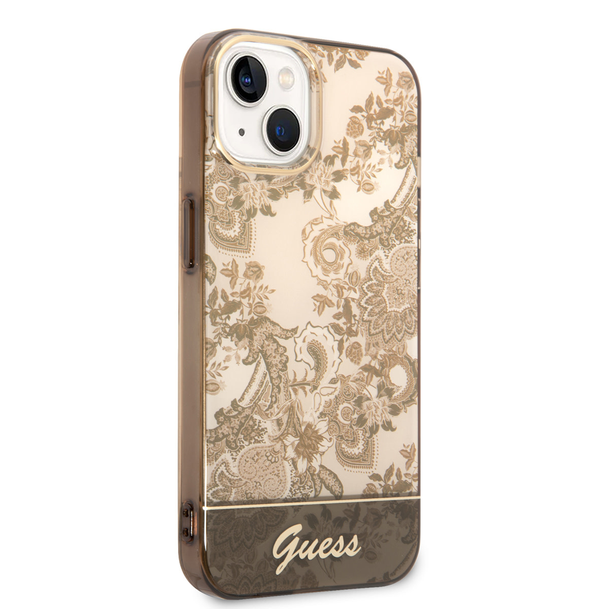 GUESS iPhone 14 Plus hoesje - Porselein Collectie - Bruin - detail 3