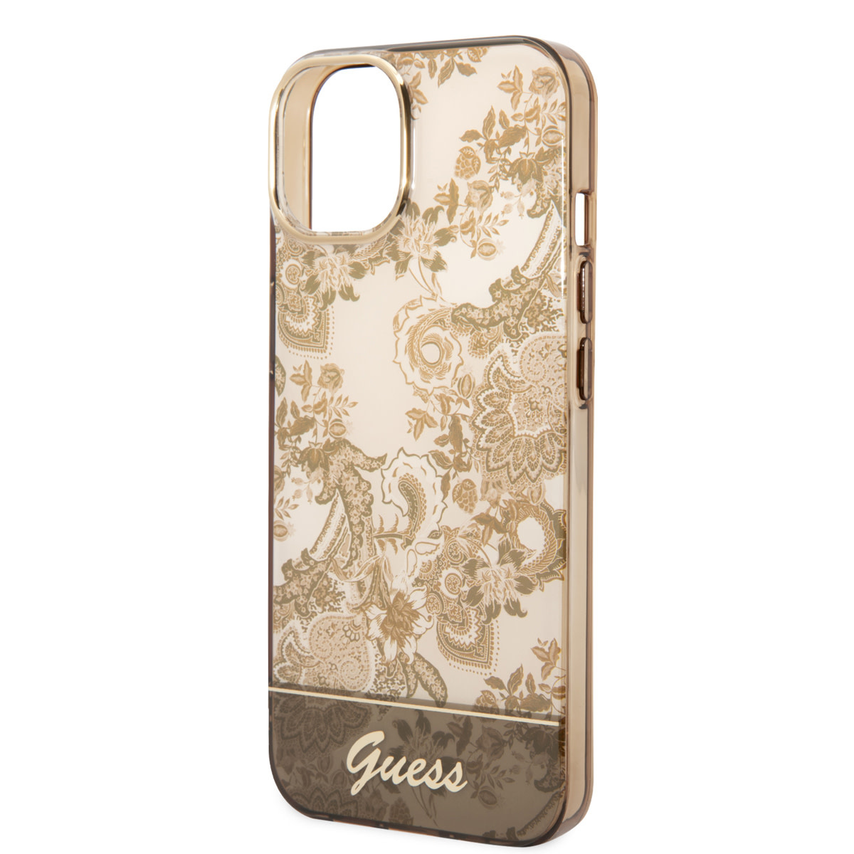 GUESS iPhone 14 Plus hoesje - Porselein Collectie - Bruin - detail 4