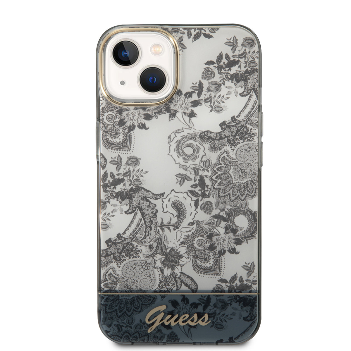 GUESS iPhone 14 Plus hoesje - Porselein Collectie - Grijs - detail 2