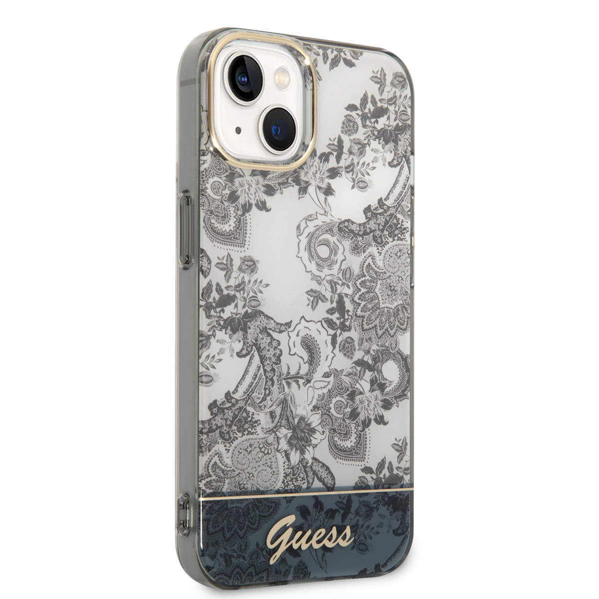 GUESS iPhone 14 Plus hoesje - Porselein Collectie - Grijs - detail 3