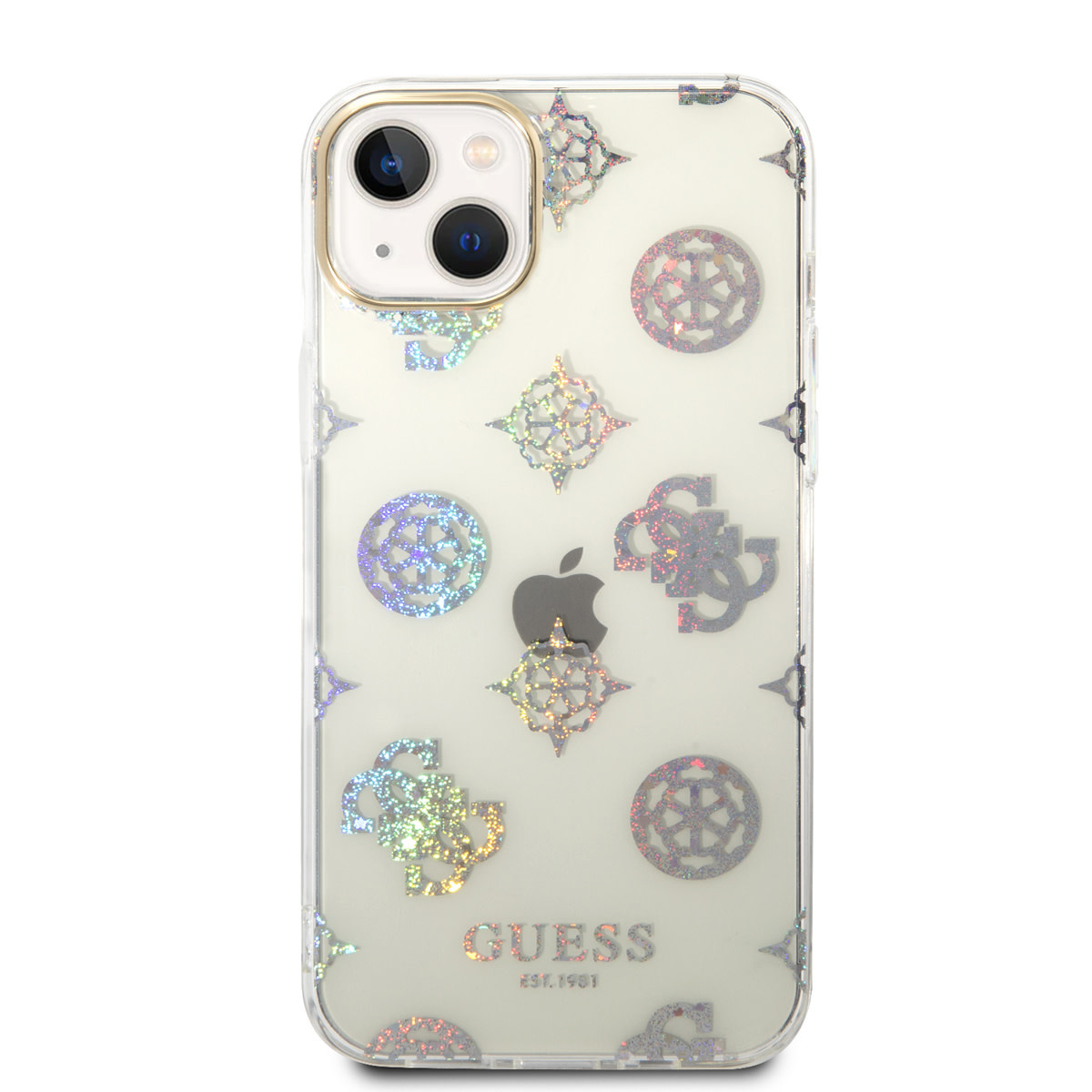 GUESS iPhone 14 Plus hoesje - Peony Glitter - Wit - detail 2
