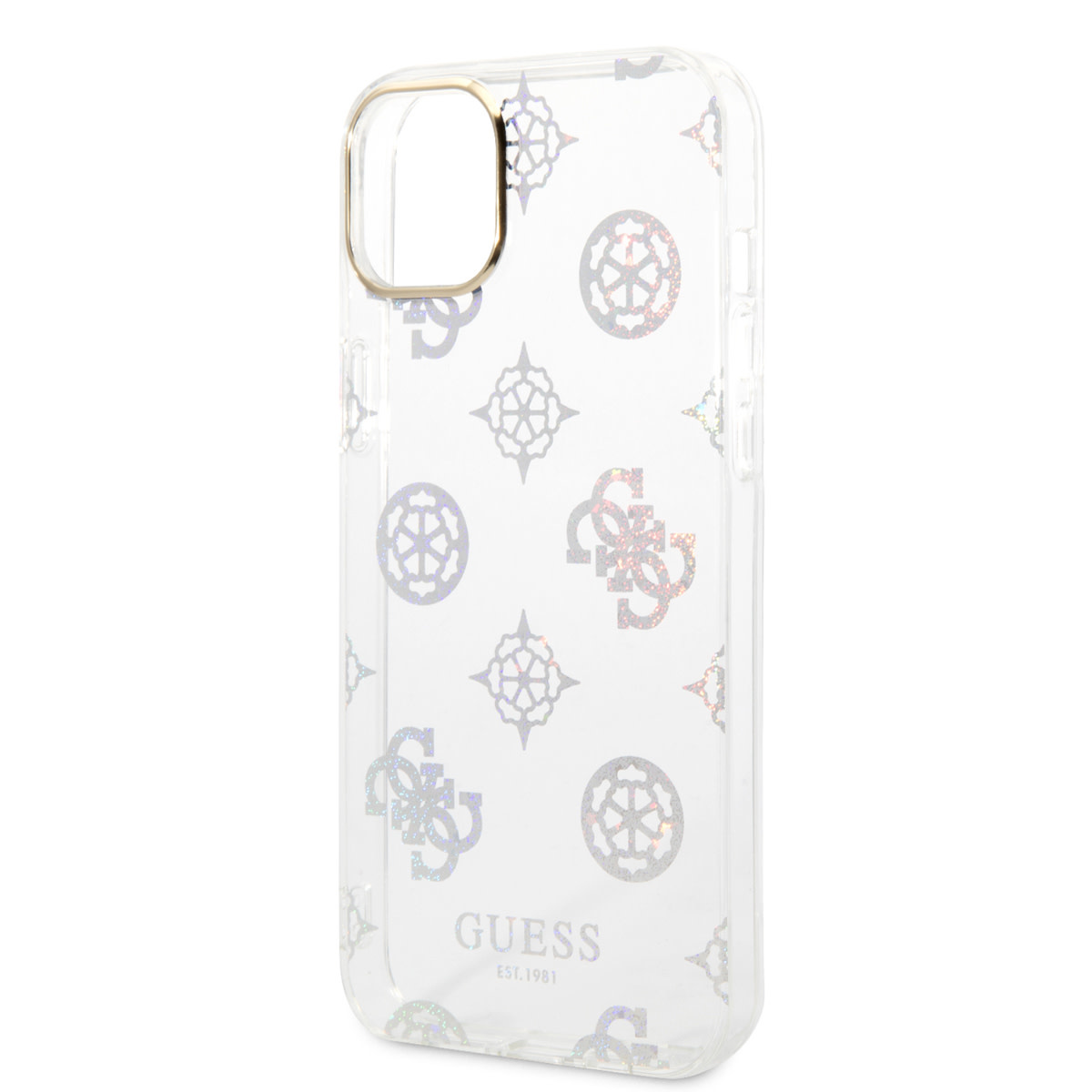 GUESS iPhone 14 Plus hoesje - Peony Glitter - Wit - detail 4