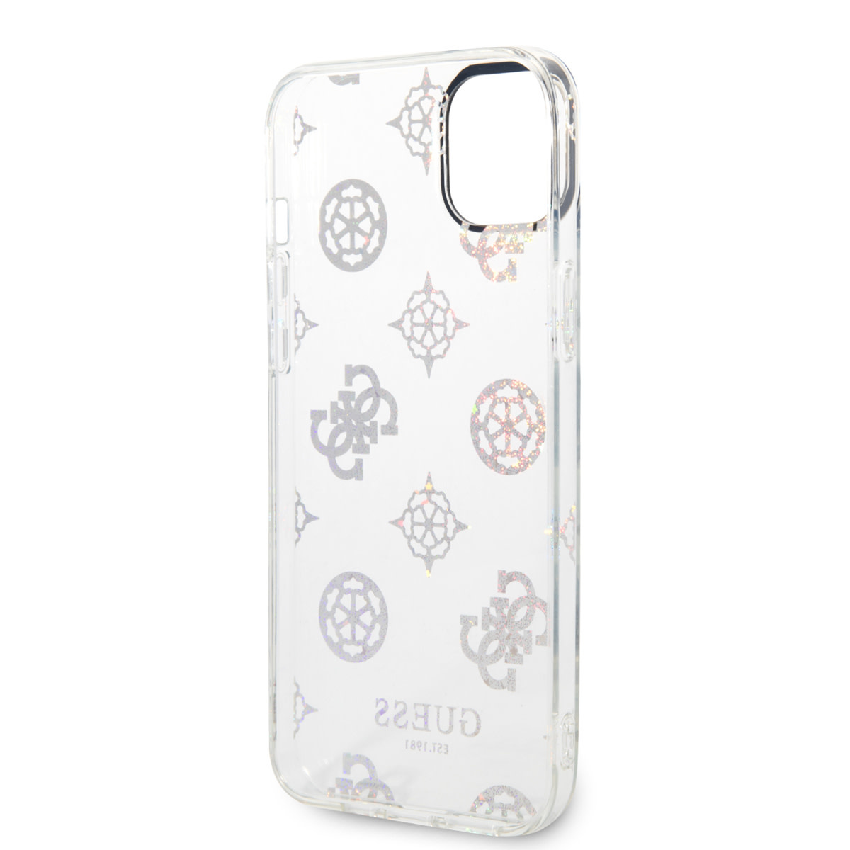 GUESS iPhone 14 Plus hoesje - Peony Glitter - Wit - detail 5