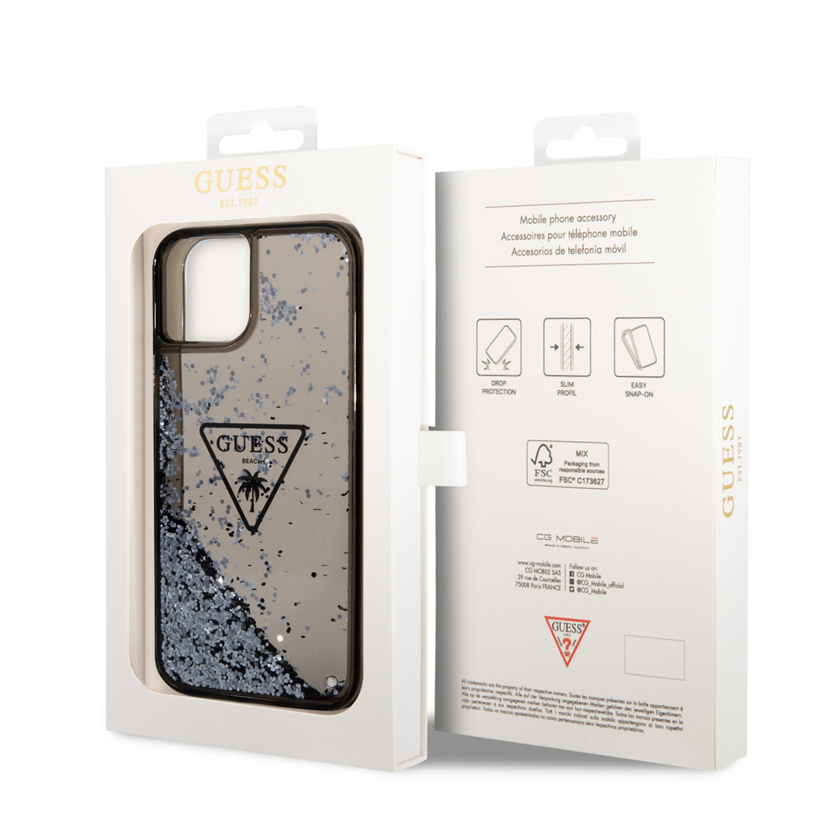 GUESS iPhone 14 Plus hoesje - Liquid Glitter - Doorzichtig - Zwart - detail 6
