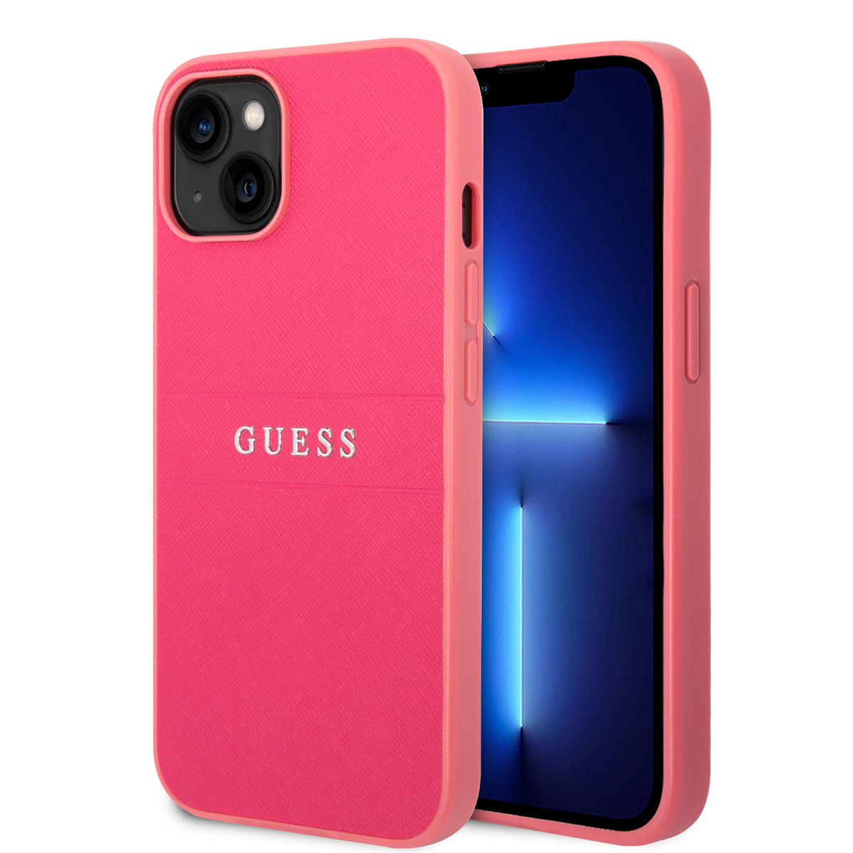 GUESS iPhone 14 Plus hoesje - Saffiano - Fuchsia - productfoto