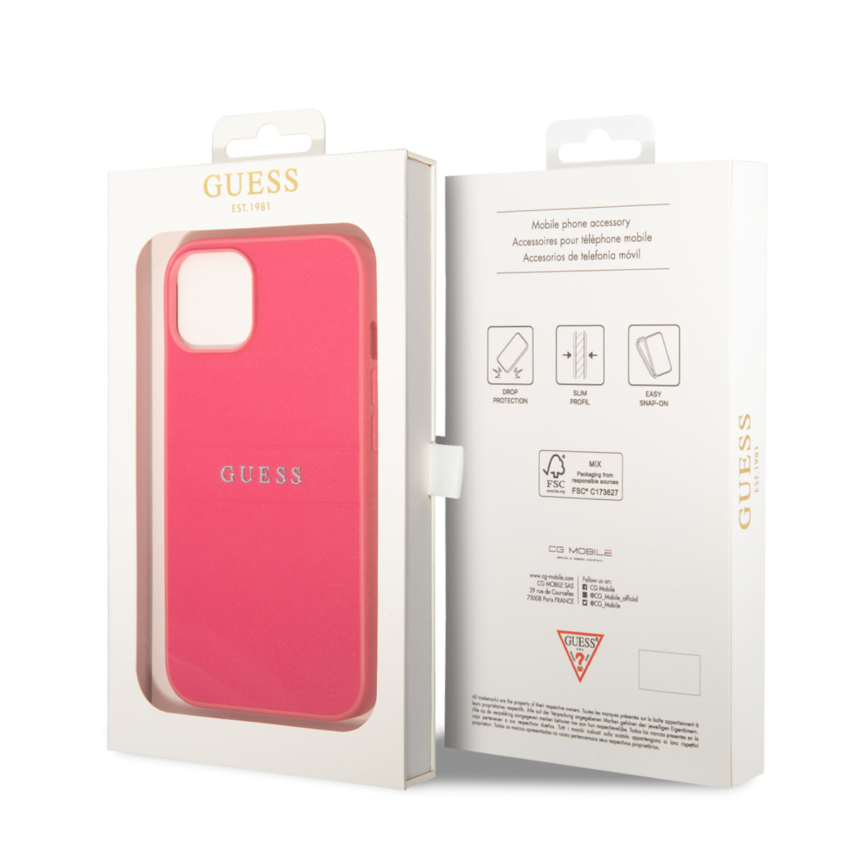 GUESS iPhone 14 Plus hoesje - Saffiano - Fuchsia - detail 6