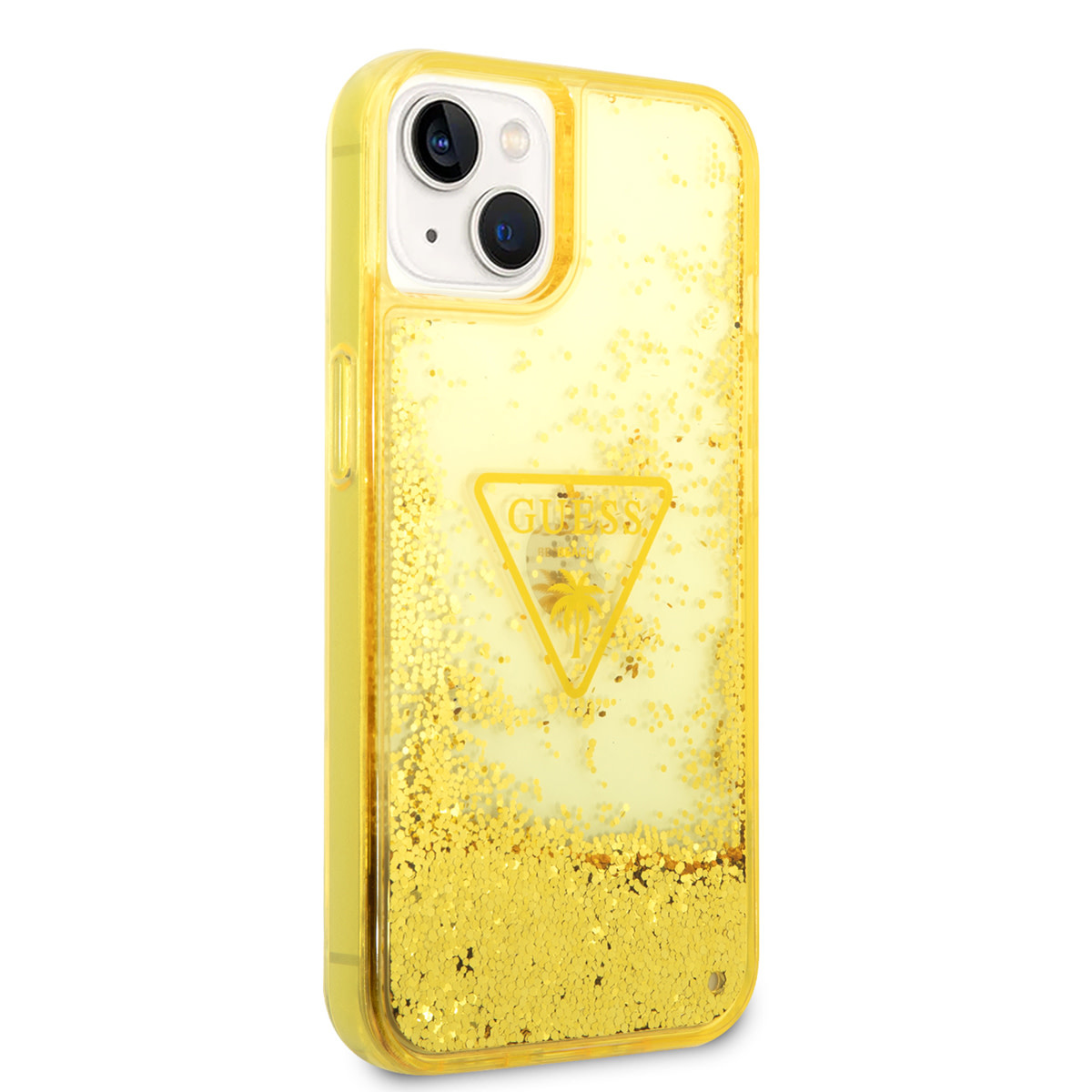 GUESS iPhone 14 hoesje - Liquid Glitter - Doorzichtig - Geel - detail 3