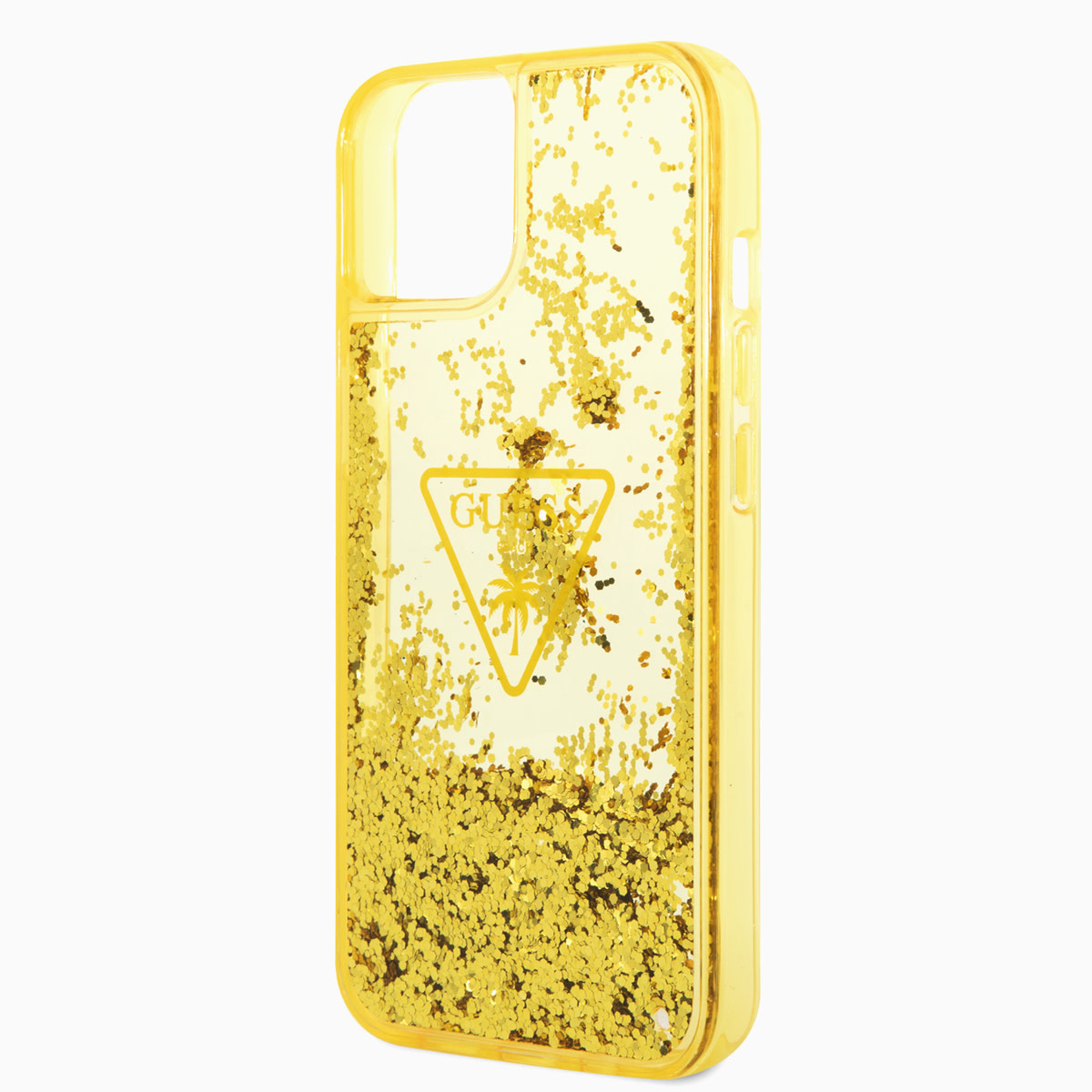 GUESS iPhone 14 hoesje - Liquid Glitter - Doorzichtig - Geel - detail 4