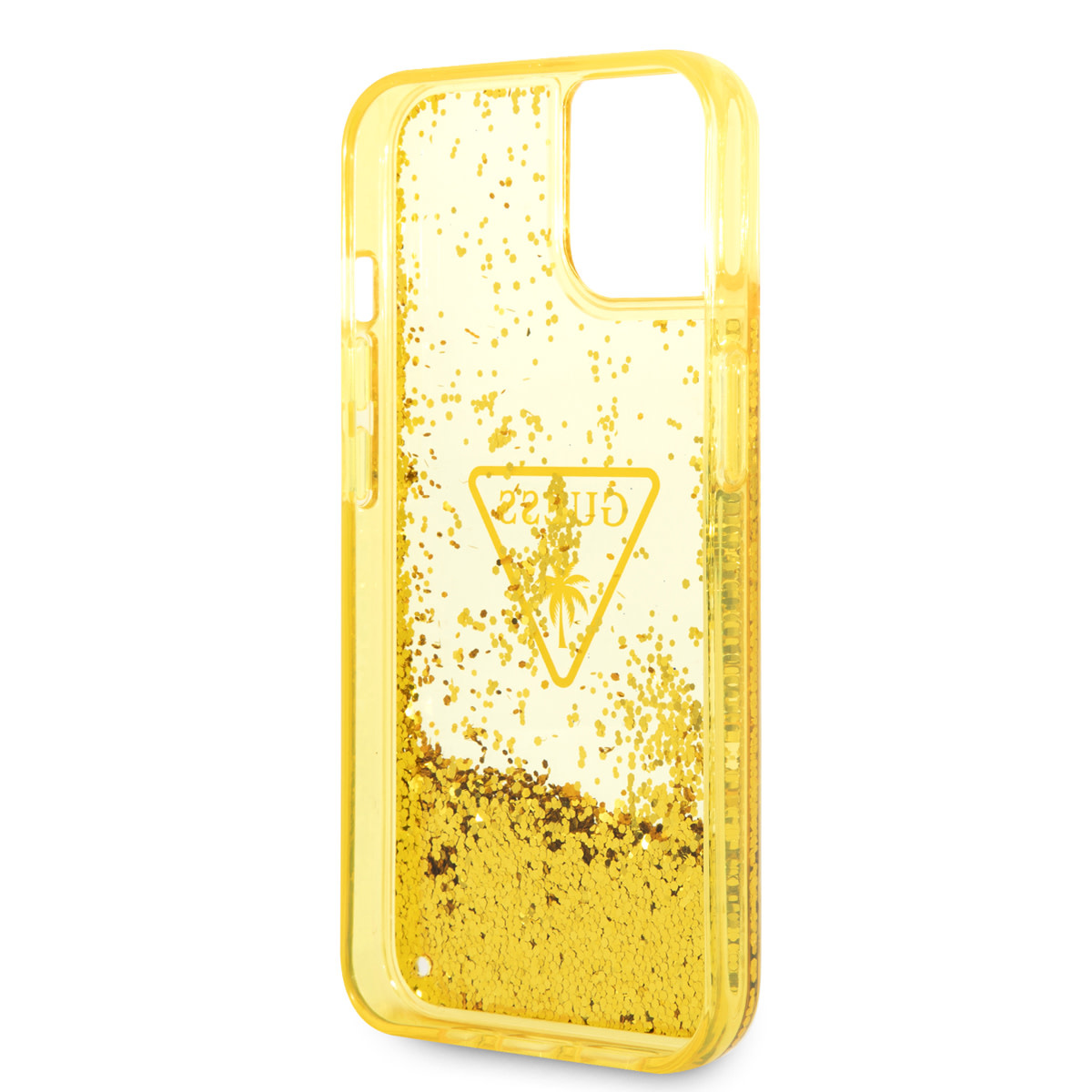 GUESS iPhone 14 hoesje - Liquid Glitter - Doorzichtig - Geel - detail 5